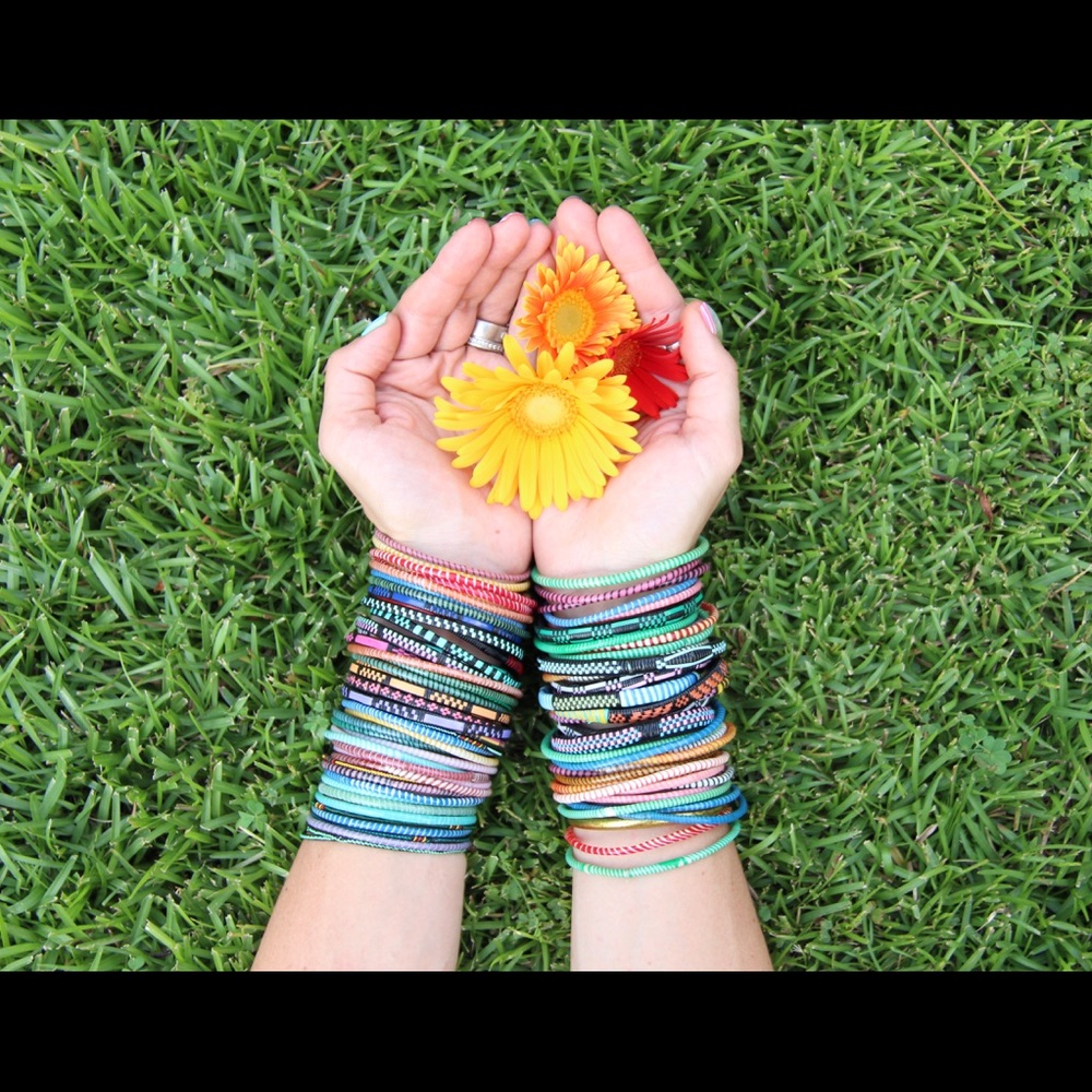 Surfer Bangles, recycled flip flop bracelets